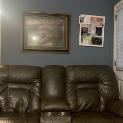 Reclinable gray couch With Cup holders 