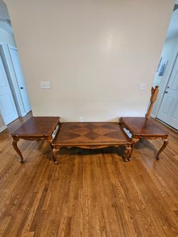 Vintage 3 Piece French Provincial Living Room Table Set