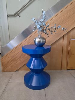 Cobalt Blue Sculptural Side Table / Accent Stool