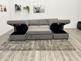 Gray Sectional Couch Pull Out Bed - Free Delivery 