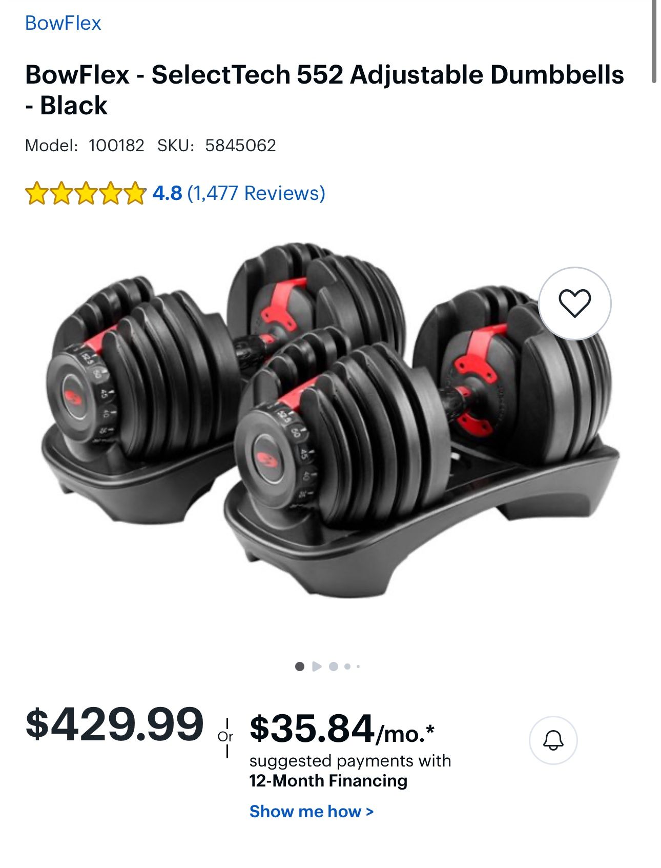 BowFlex - SelectTech 552 Adjustable Dumbbells - Black