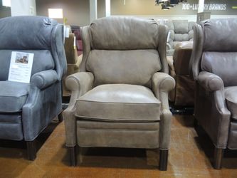 Hi Rock Home Oxford Leather Press Back Recliner - Greige | Reclining Chair | Lounge Chair