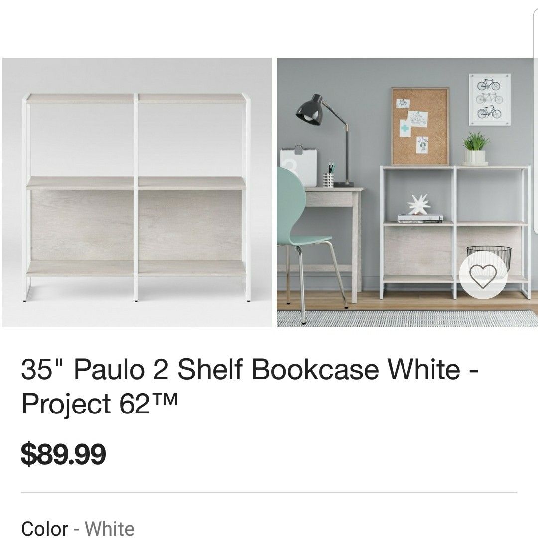 35" Paulo 2 Shelf Bookcase White - Project 62