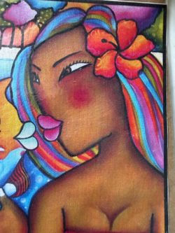 Sew Aloha! Art Fabric Panel by Hawaiian Artist Veralyn Villanueva Titled Kiss Me Fishy  8” x 10”  Frameable fabric panels for a beautiful wall display