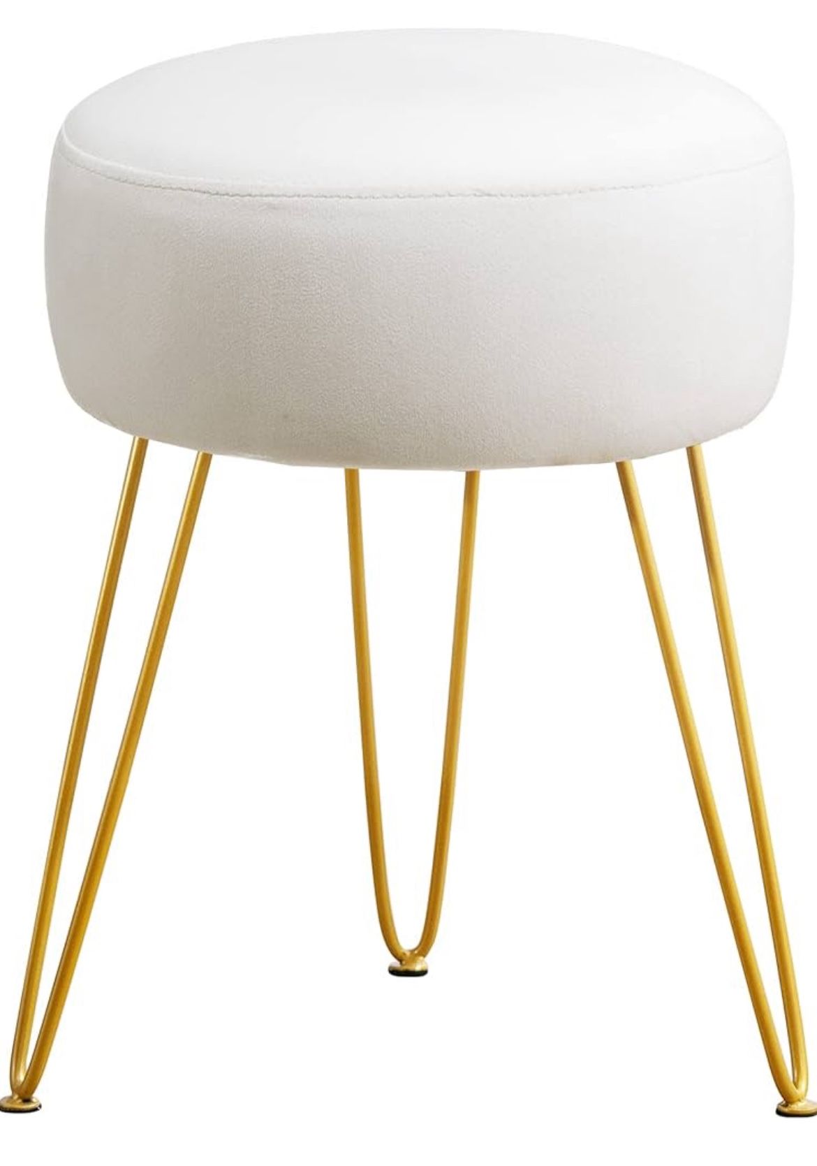 LUE BONA Vanity Stool, White Vanity Stools for Makeup Room, Round Ottoman Foot Stool
