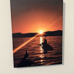 LED Light-Up Canvas Wall Art – Kayak Sunset on the Lake