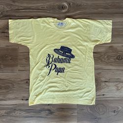 Vintage Bahama Papa Graphic T Shirt Yellow Medium