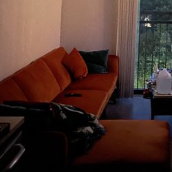 3 Piece Velvet Sectional Covertible Sofa + Ottoman