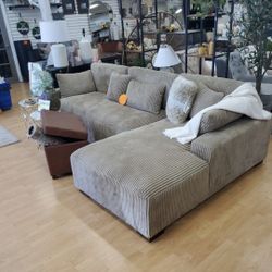 Brown Corduroy Sectional Sofa