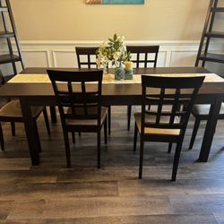 Brown Wood Dining Room Table With Leaf Extension 