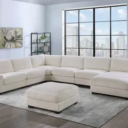 7 pc xl sectional Color ivory.   New in a box we offer delivery & installation