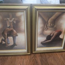 Framed Christian Wall Art Set – Prayer & Faith (2 Pieces)
