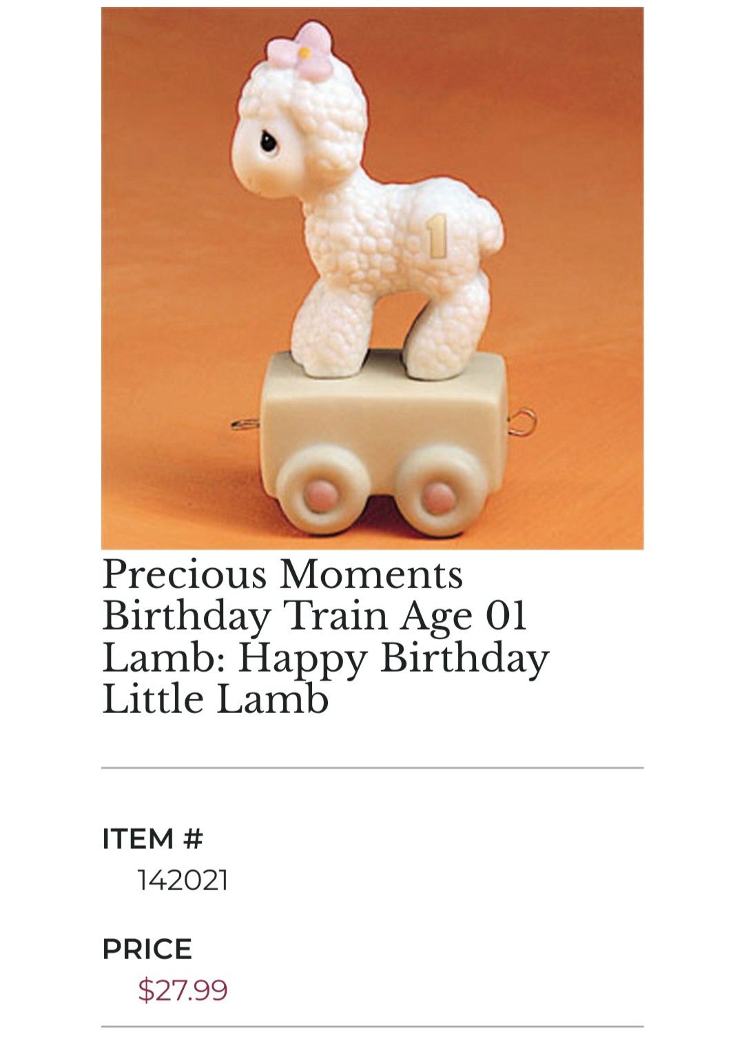 Precious Moments Happy Birthday Little Lamb Age 1 Train Figurine