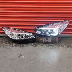 FOR 2013-2016 FORD ESCAPE LED DRL CHROME CLEAR SIGNAL PROJECTOR HEADLIGHTS