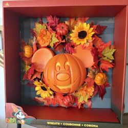 NWT Disney Mickey Mouse Halloween Pumpkin Fall Wreath
