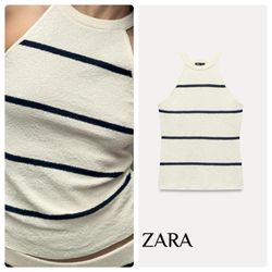 ZARA WOMEN - CUTWORK HALTER TOP