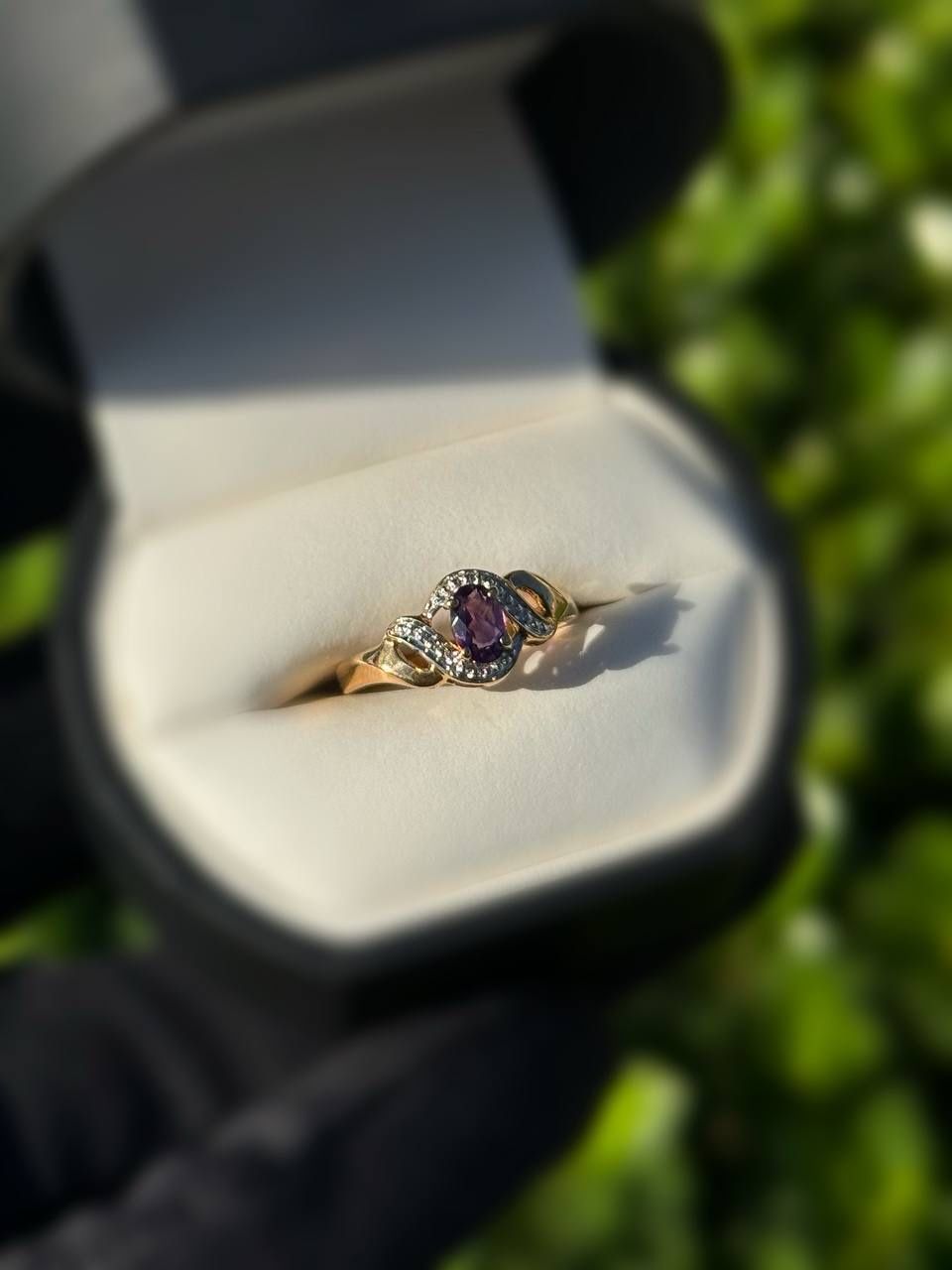 Jewelry 10k solid yellow gold charoite 0.5CTW ring sz 7.00