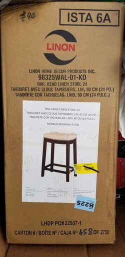 Nail Head Linen Stool 24"