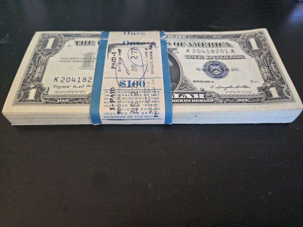 Strap Of 1957 Silver Certificates (100 Sequential)