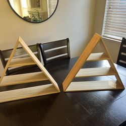 Modern Hanging Triangle Wooden Shelves