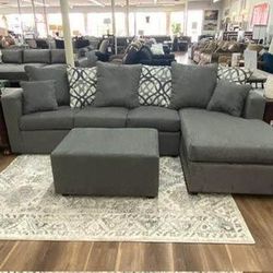 New Gray Or Black Sectional And Ottoman Sofa Couch 