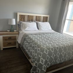 Queen Bedframe (with Storage) and Nightstand 