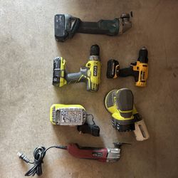 Dewalt drill Ryobi drill Makita grinder Ryobi sander Ryobi charger everything let’s go good condition