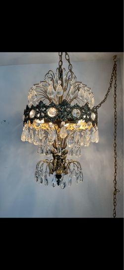 Vintage Crystals Waterfall Pendant Glass Chandelier Ceiling Light Angels Dance