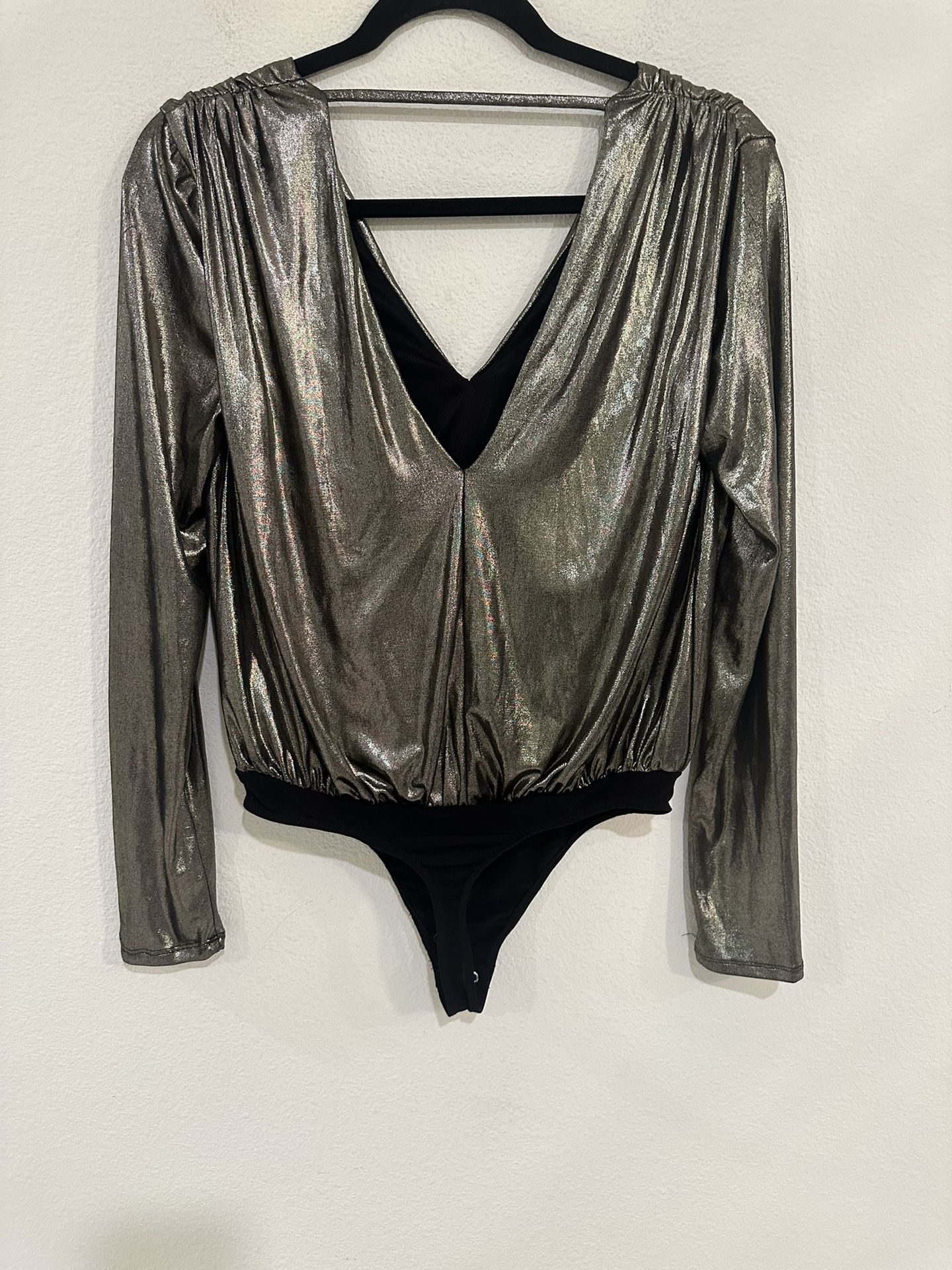 Metallic Long Sleeves Bodysuit
