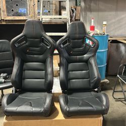 Recaro Seats (2) Black Orange Stitching