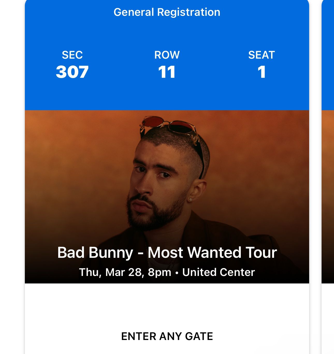 BAD Bunny Most Wanted Tour Tickets 5 Seats 300 Section 