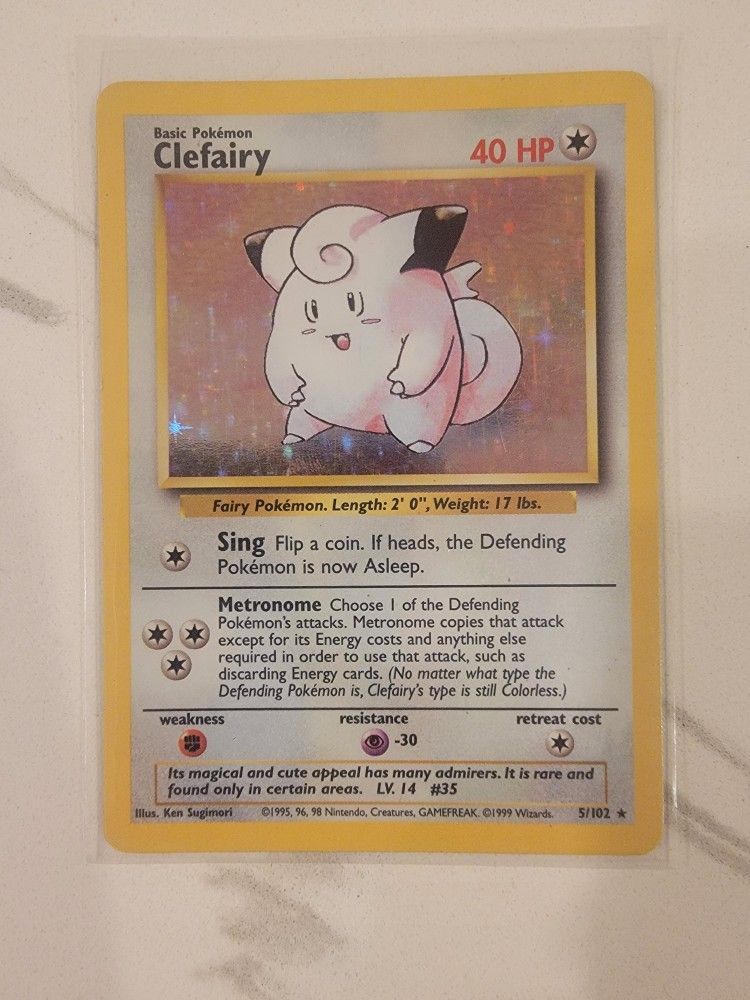 Pokémon Card TCG - Clefairy 5/102 Holo Unlimited Holo Rare - MP/LP