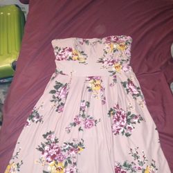 Strapless XL Pastel Plum,  and Floral Spring Dress