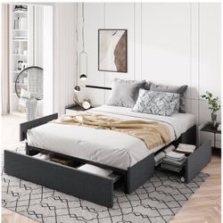 Bed Frame With Sliding Drawers  