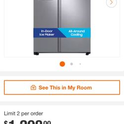 SAMSUNG RS27T5200SR Samsung 36" Side by Side Refrigerator with Ice Maker 27.4 cu. ft. - Fingerprint Resistant Stainless Steel