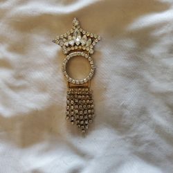Vintage Rhinestone Lapel Watch Holder Brooch