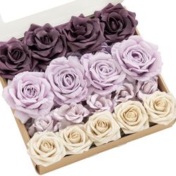 Ling's Moment Artificial Flowers Fake Silk Roses Faux Foam Gardenia Combo For DIY Wedding Bouquets Centerpieces Arrangements Bridal Shower Party Home 