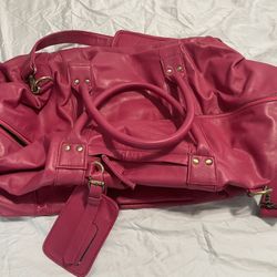 Pink Leather Weekend and Travel Bag