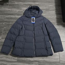 Navy Blue Puffer Hooded Jacket