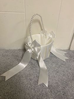 Ivory Satin Wedding Flower Girl Basket