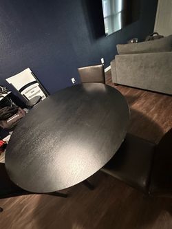Wooden Black Dining Table + 3 Chairs – Great Condition