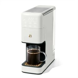 Beautiful Perfect Grind™ Programmable Single Serve Coffee Maker with Build-In Grinder, White Icing by Drew Barrymore