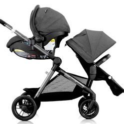 Evenflo Pivot Xpand Modular Travel System with LiteMax Infant Car Seat with Anti-Rebound Bar (Sabino Gray)