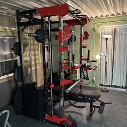 Smith Machine 200 | Adjustable Bench | 245lb Cast Iron Olympic Weights | 7ft Olympic Bar | Fitness | Gym Equipment | FREE DELIVERY/INSTALLATION 🚚 🛠️