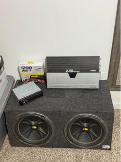 2, 12inch subwoofers/2 channel AMP/ unopened wiring kit/ pioneer radio