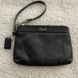 Coach Perf Signature Black Wristlet 
