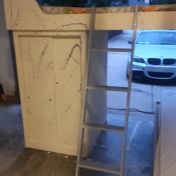 Tan Bunk Bed With Closet