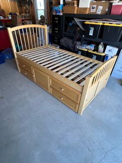 Twin  bed frame with drawers