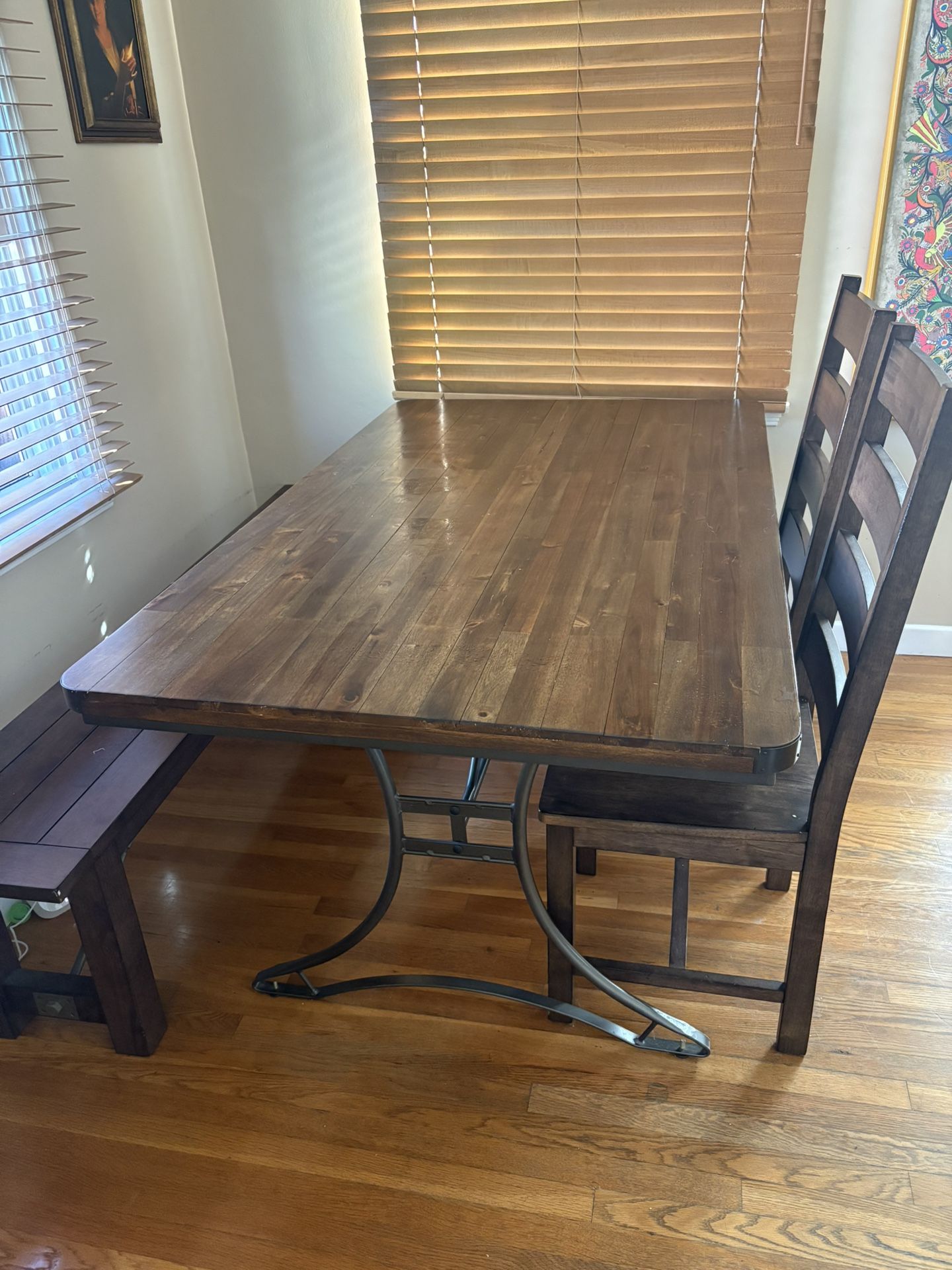 Beautiful Dark Wood And Iron Dining Set