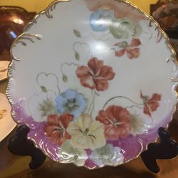 Beautiful Antique C.France 91 Hand Painted Plate Gold Rim